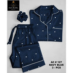 3 PIECE HEART PRINTED  NIGHT DRESSES