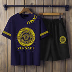 Mens Summer Versace Printed T-shirt & Trouser Trendy Fashion Track Suit