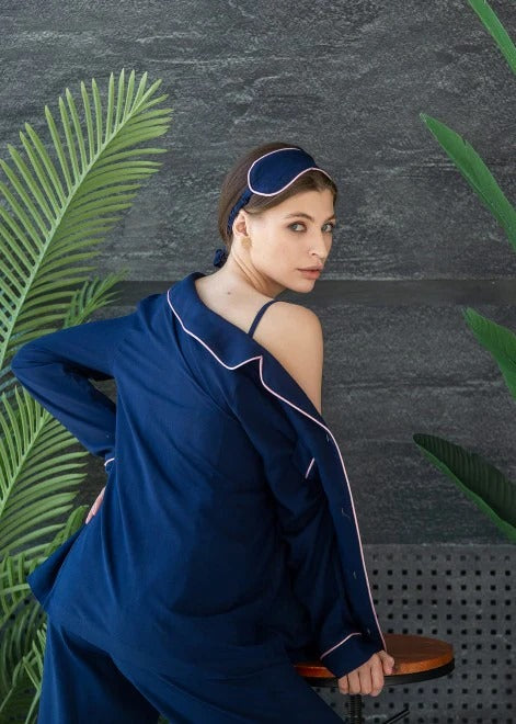 THE MERCE 6 PCS WONMEN PAJAMA SET NAVY BLUE -02
