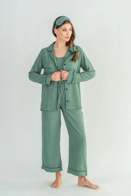 THE MERCE 6 PCS WONMEN PAJAMA SET Green -02