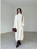 2 pieces winter wear ribbed & Fleece long Upper style Suit For Women