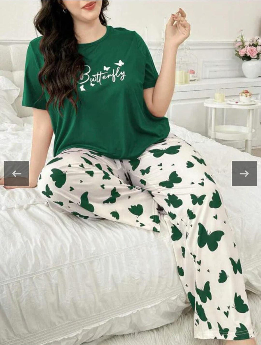 Women's 2-Piece Butterfly Print Night Suit - Cute Sleepwear Set