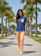 Women's 2-Piece Contrast Pocket Night Suit - Casual Loungewear Set