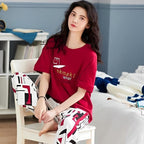 Women's 2-Piece Butterfly Print Night Suit - Cute Sleepwear Set