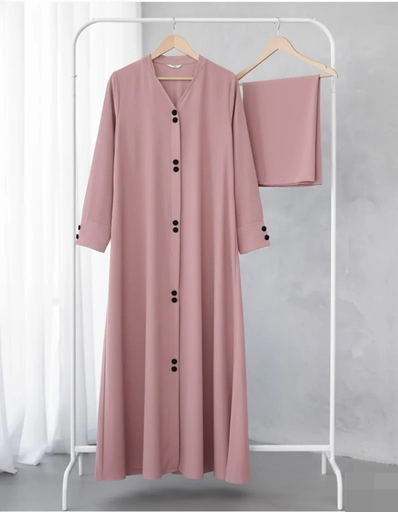 Mirha Abaya With Matching Stoller – Premium Wool Peach | Winter Collection
