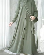 Mirha Abaya With Matching Stoller – Premium Wool Peach | Winter Collection