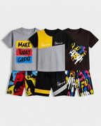 Pack Of 3 Kids Short Set | Grey Confidence, Brown Urban & Color Block