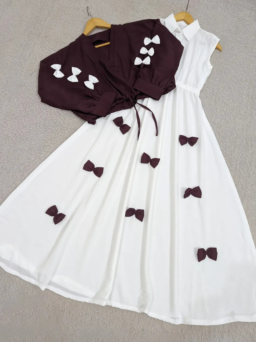 Bow-Detail 2-Piece Set | Sleeveless Maxi Dress + Cropped Top