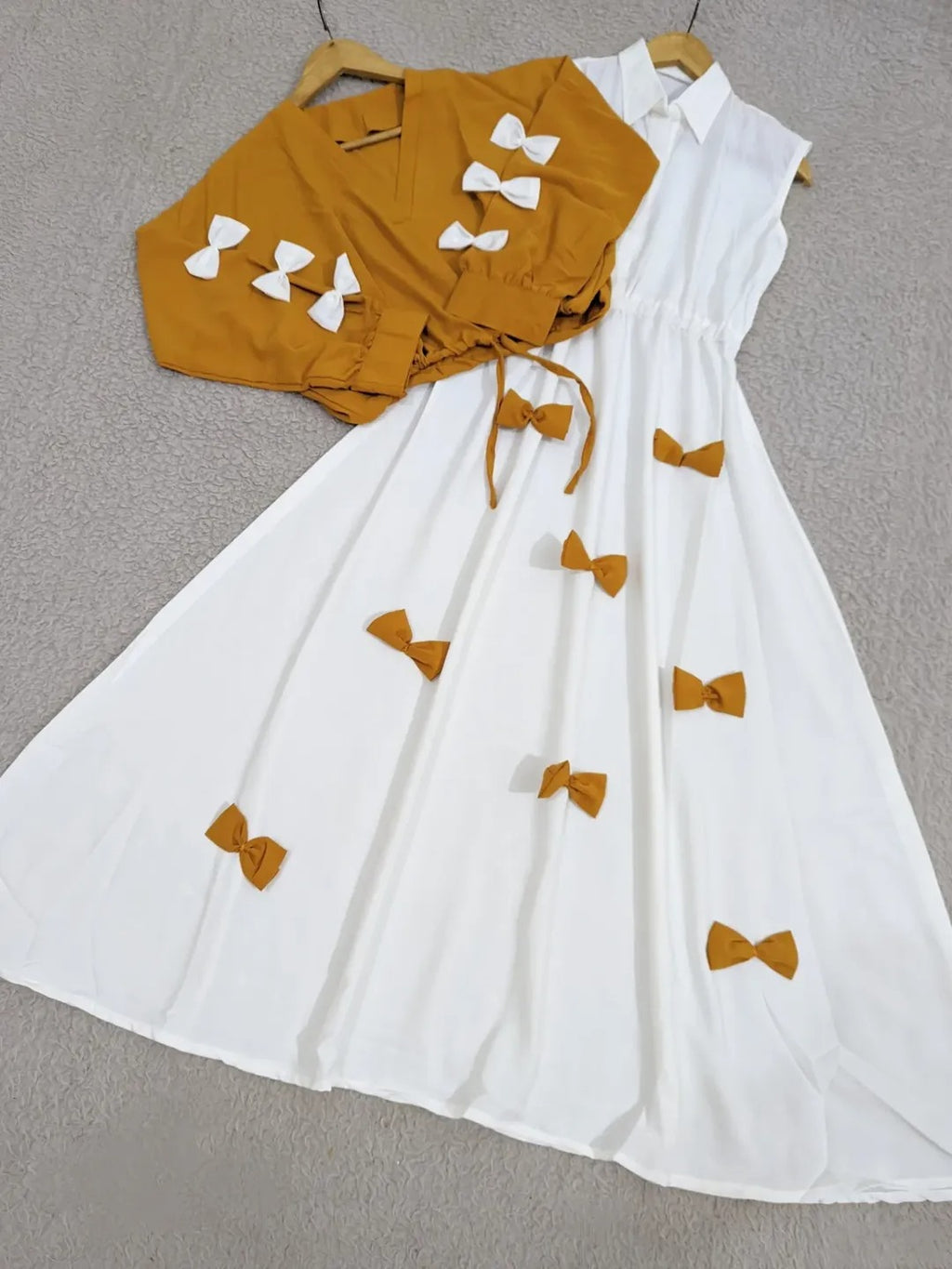 Bow-Detail 2-Piece Set | Sleeveless Maxi Dress + Cropped Top