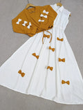 Bow-Detail 2-Piece Set | Sleeveless Maxi Dress + Cropped Top