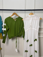 Bow-Detail 2-Piece Set | Sleeveless Maxi Dress + Cropped Top