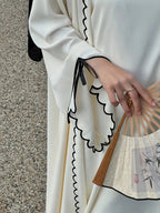Luxury Abaya with Scallop Border & Bow Details