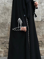 Luxury Abaya with Scallop Border & Bow Details