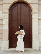 Luxury Abaya with Scallop Border & Bow Details