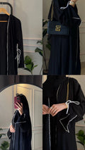 Luxury Abaya with Scallop Border & Bow Details