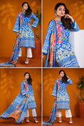 Royal Blue Geometric & Floral Printed 3-Piece Suit - Raim Collection
