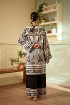 Ivory & Black Ethnic Paisley Printed Co-Ord Set - Raim Collection
