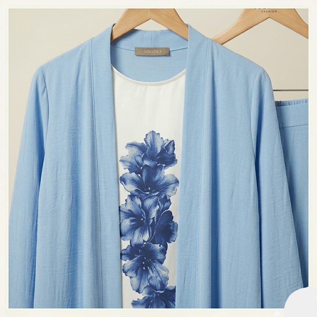 Serene Blue 3-Piece Fusion Coord Set – Elegant Everyday Wear