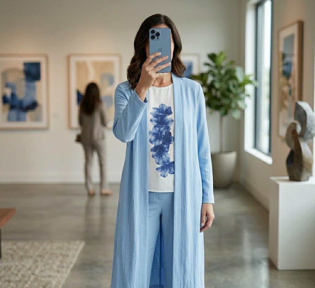 Serene Blue 3-Piece Fusion Coord Set – Elegant Everyday Wear
