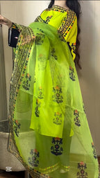 Lime & Black Contrast Lawn Dress - Stitched 3pc Ethnic Wear