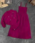 Co-Ord Set – Chic Strap Long Dress & Matching Buttoned Shrug