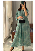 Shimmering Vertical Stripe Maxi Dress – Elegant Festive Flare Gown