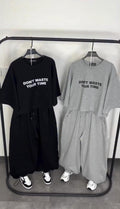 "Don't Waste Your Time" Slogan Oversized 2-Piece Tracksuit