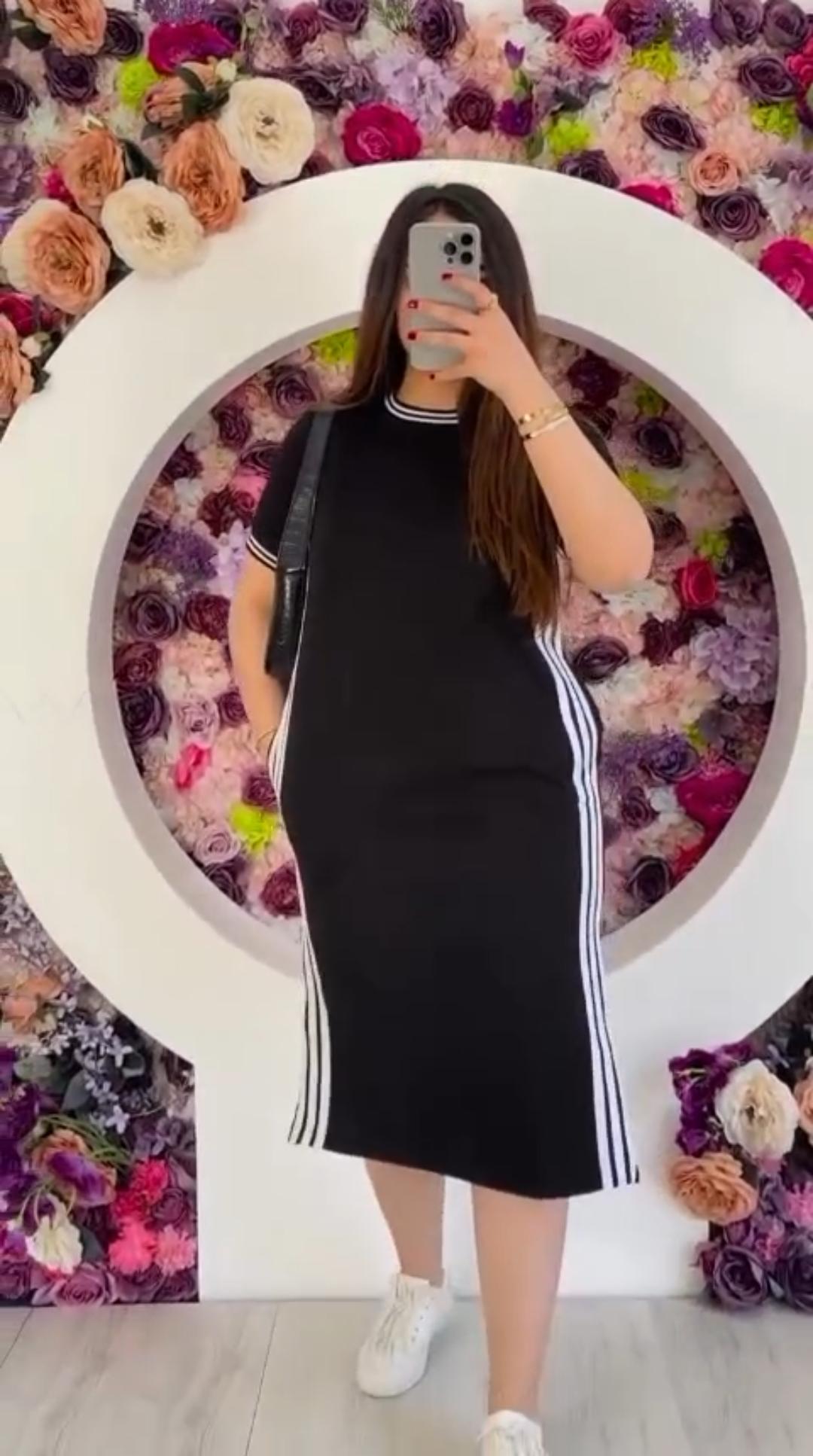 Sporty Ribbed Knit Midi Dress