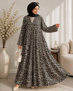 Printed Flared Maxi Dress with Dupatta Set – Luxury Modest Wear