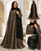 Printed Flared Maxi Dress with Dupatta Set – Luxury Modest Wear