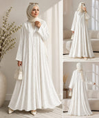 Elegant Printed Front-Open Abaya with Hijab – Premium Modest Wear