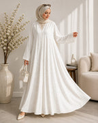 Elegant Printed Front-Open Abaya with Hijab – Premium Modest Wear