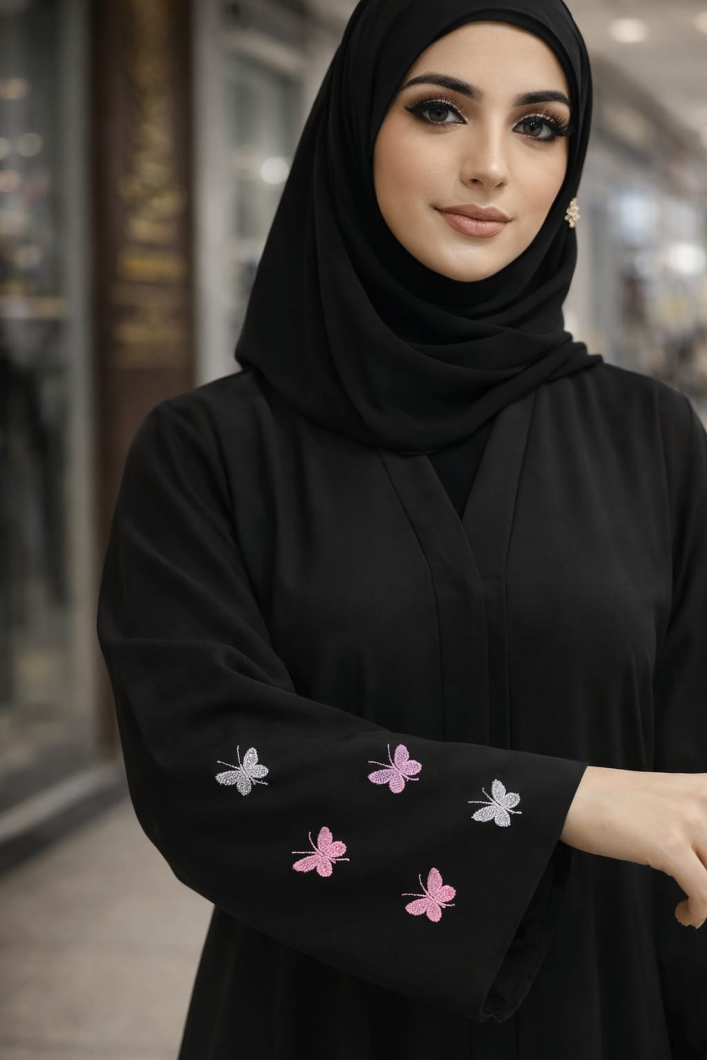 Butterfly Embroidered Flare Abaya – Premium Modest Wear