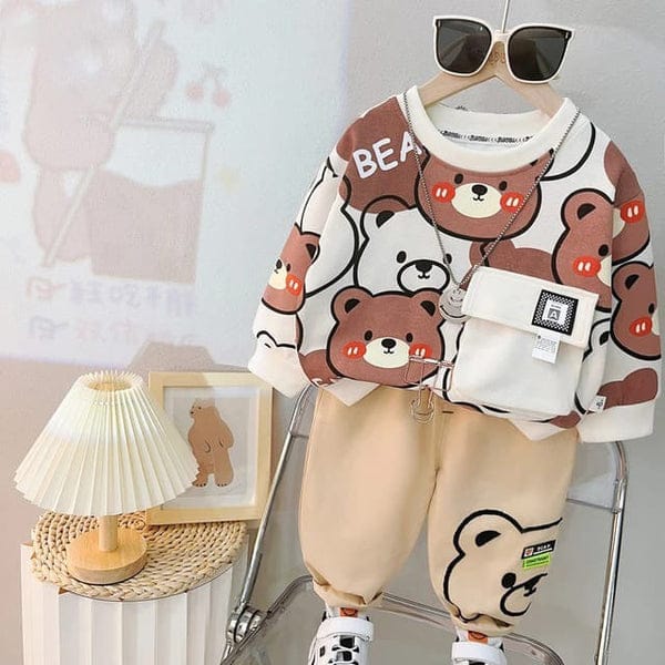Bunny Bear Kids Sweatshirt & Pant - Cream