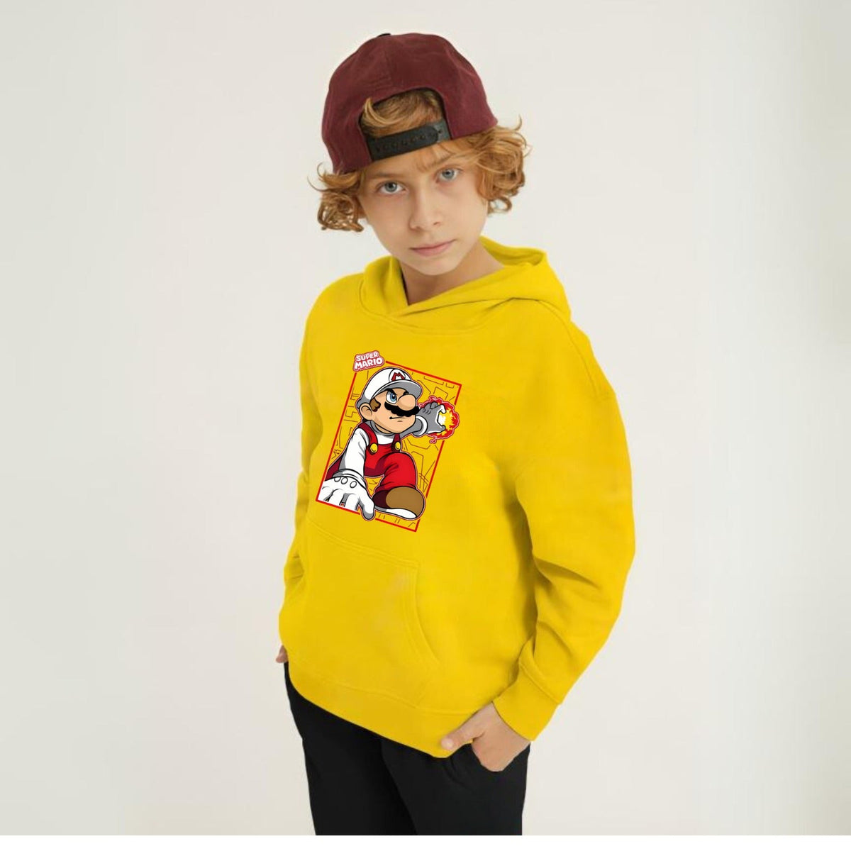 Kids Winter Hoodie Set | Super Mario Printed