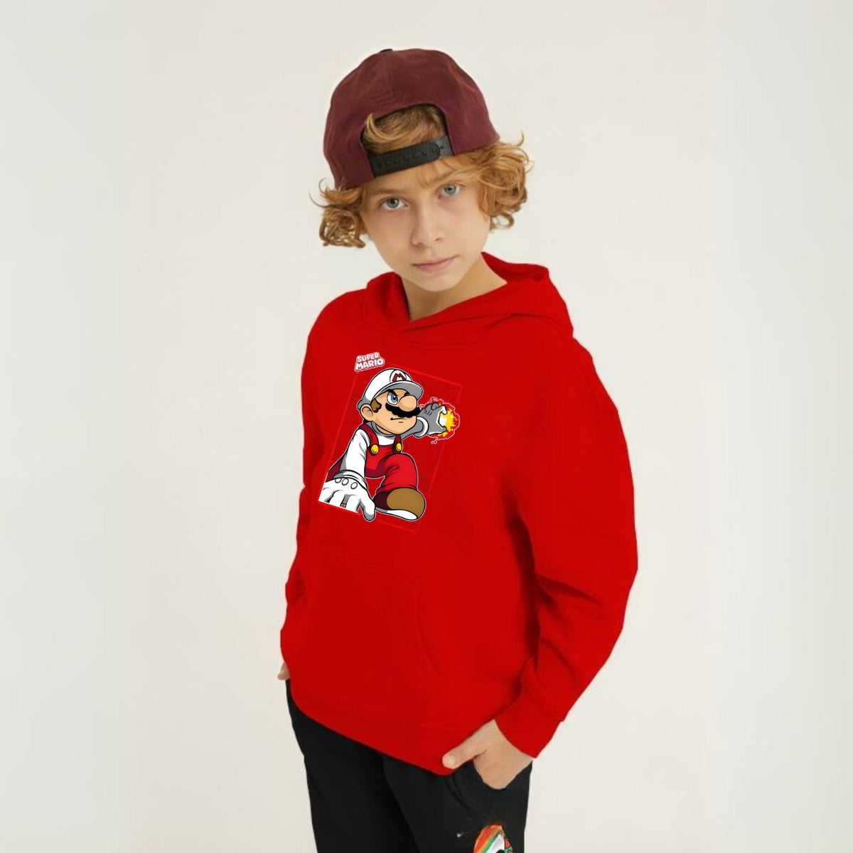 Kids Winter Hoodie Set | Super Mario Printed