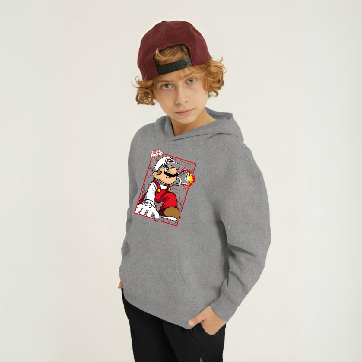 Kids Winter Hoodie Set | Super Mario Printed
