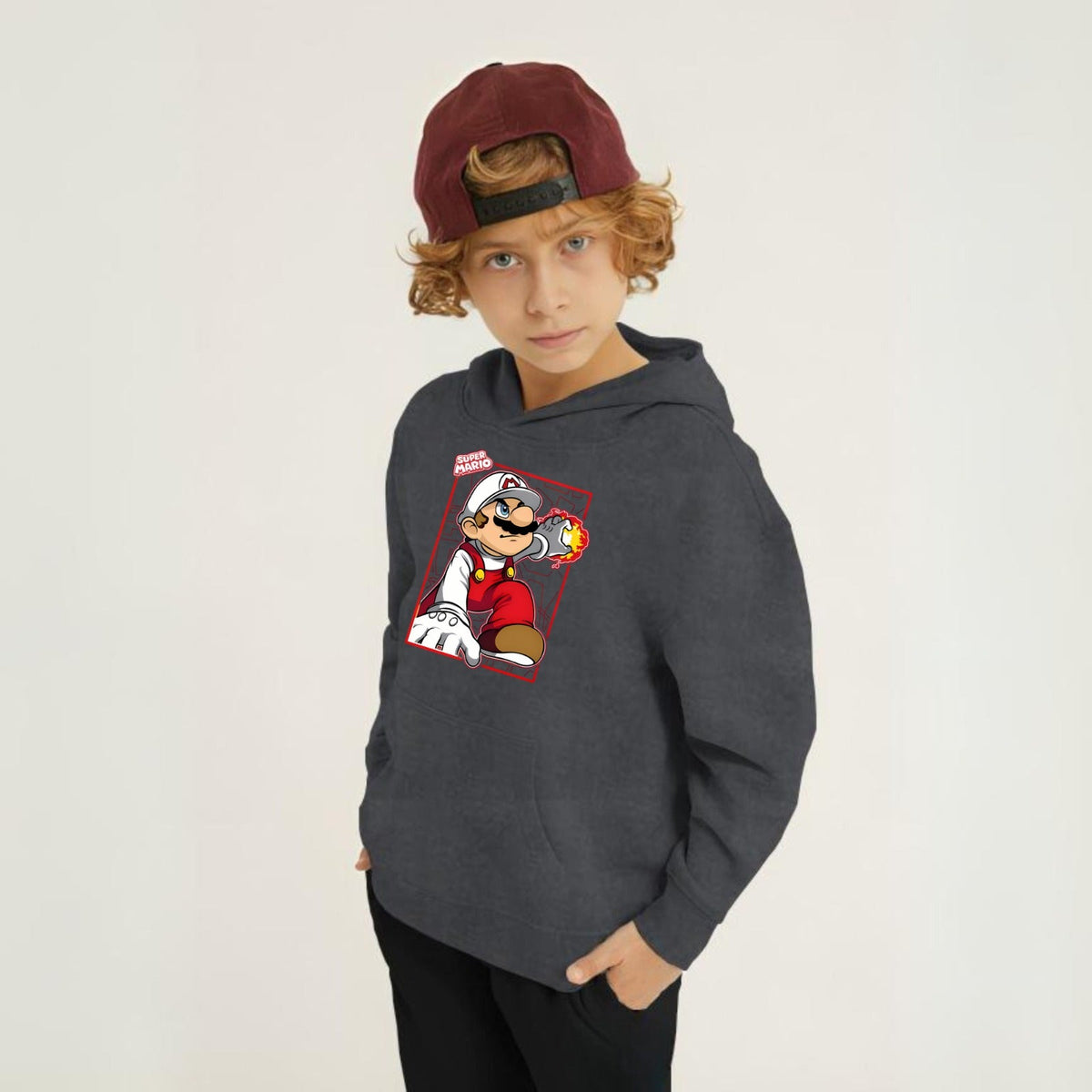 Kids Winter Hoodie Set | Super Mario Printed