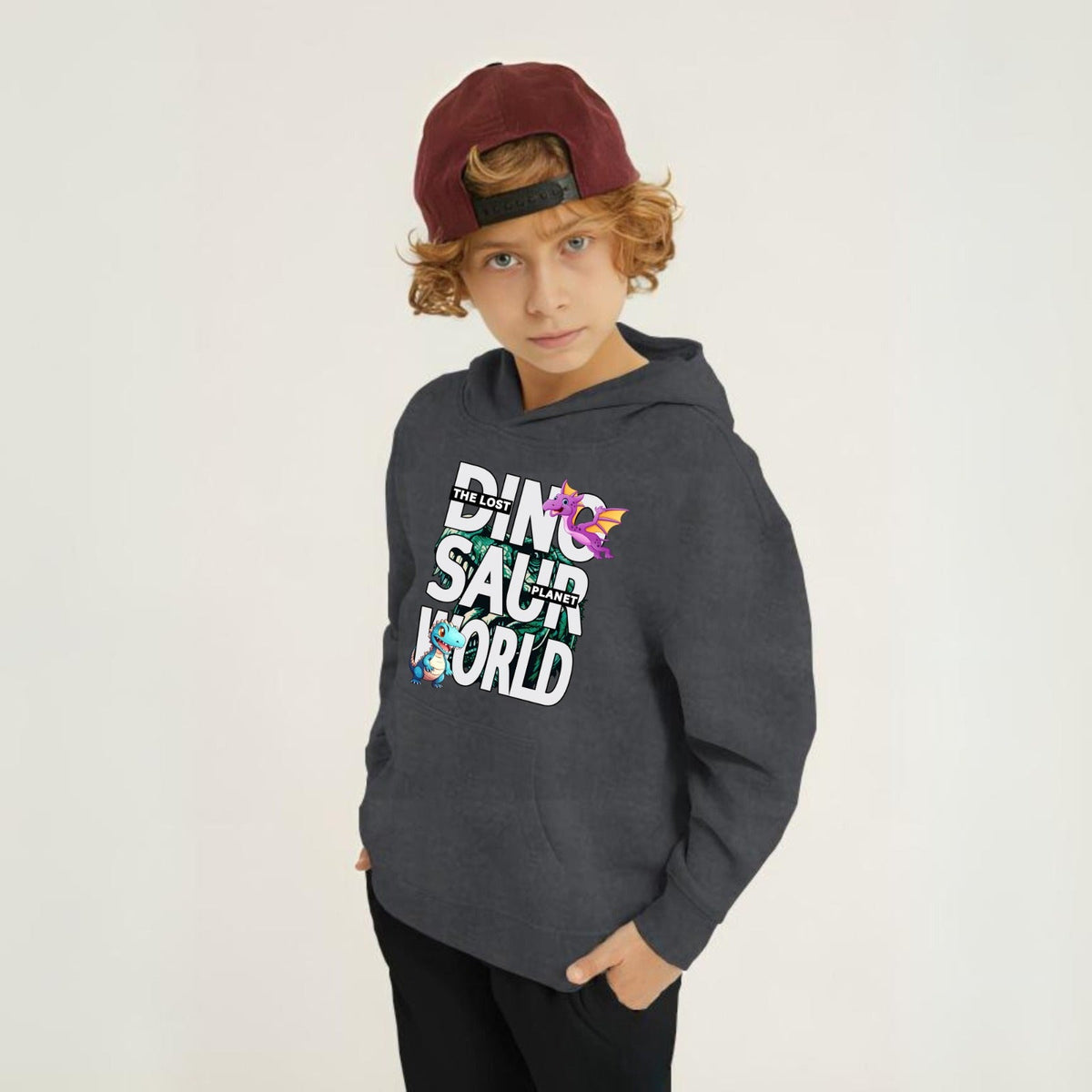 Kids Winter Hoodie Set | Dinosaur World Printed