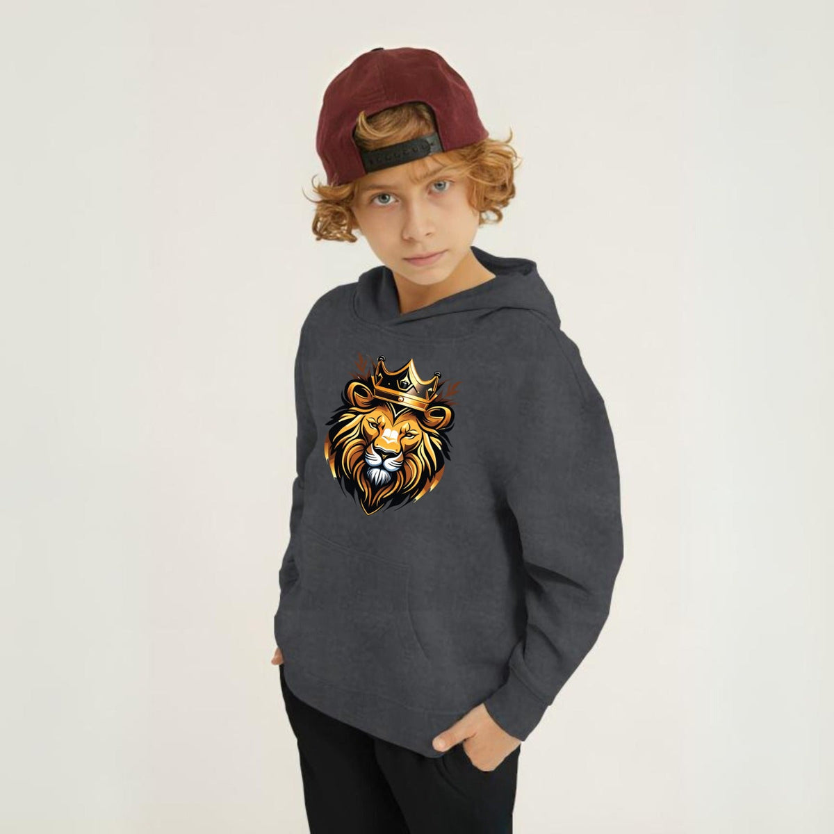 Kids Winter Hoodie Set | Golden Lion Printed