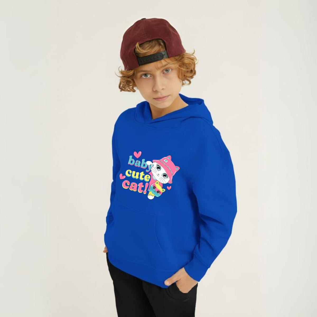 Kids Winter Hoodie Set | Baby Cute Cat Printed