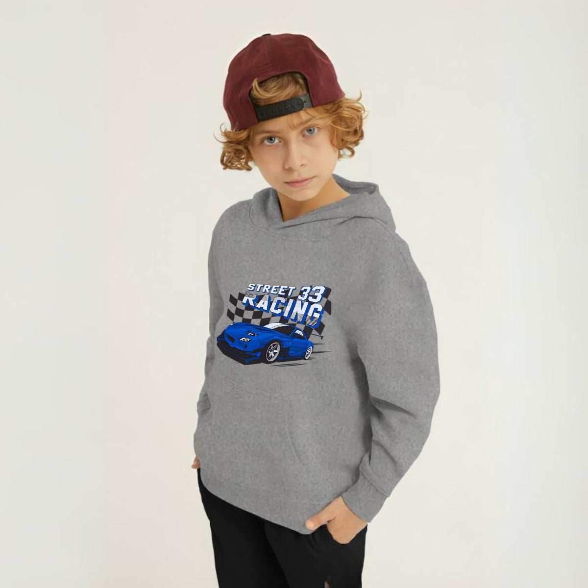 Kids Winter Hoodie Set | Street Racing Printed
