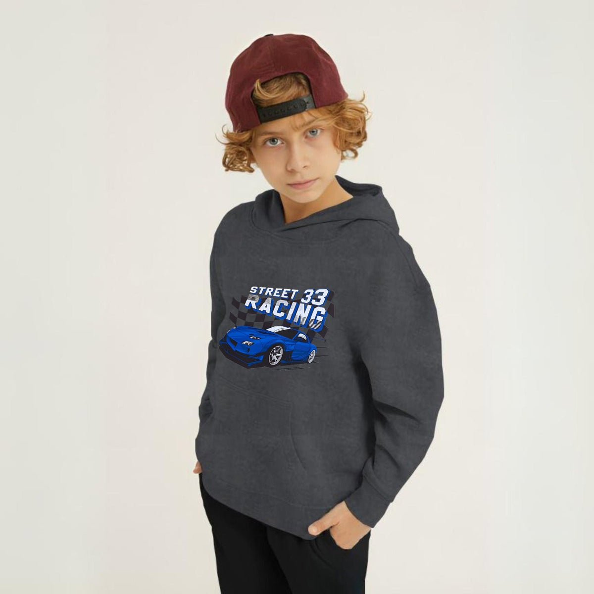 Kids Winter Hoodie Set | Street Racing Printed