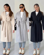 Women Belted Long Coat