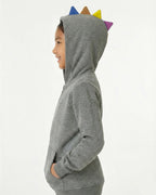 Kids Grey Fleece Hoodie & Jogger Set with Dino Spike Hood