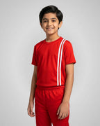 Elite Stripe Kids Tracksuit – Red