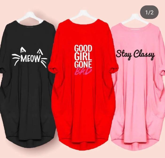 Oversized Graphic T-Shirt Dress | Raim Collection