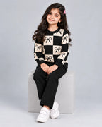 Check Bow Kids Winter Set - Black