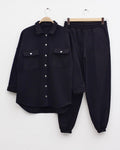 Winter Casual Urban Teen Women Jacket And Sweatpants Set