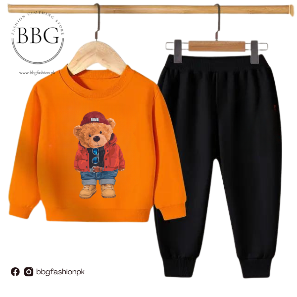 Kids Winter Sweat Shirt Set | Cute Bear Printed
